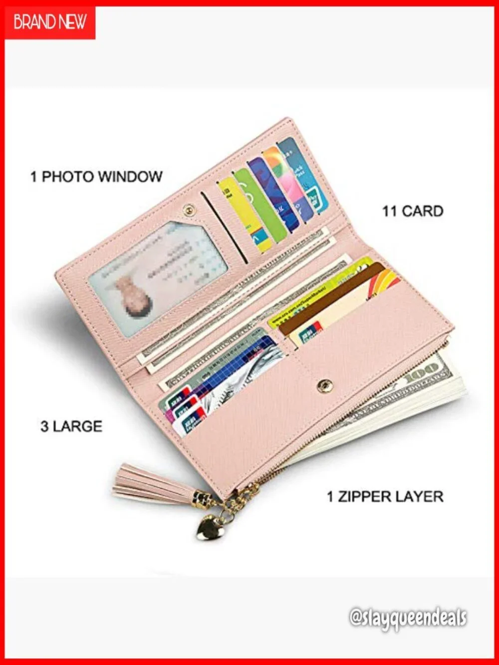 Slim RFID Blocking Leather Wallet with Phone Pocket, 11 Card Slots